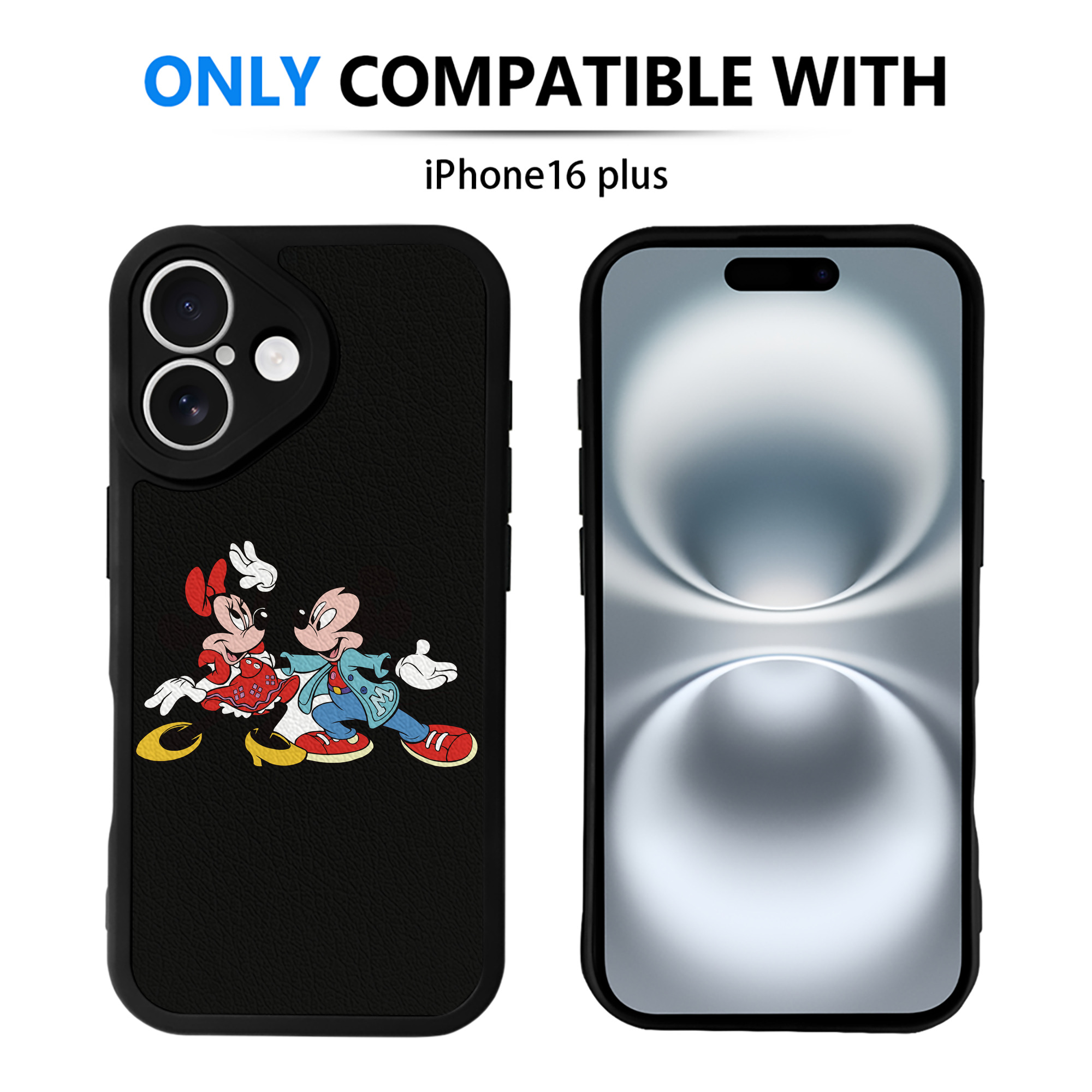 （画像用） ミッキーマウス Mickey Mouse 【iPhone 16シリーズ対応】シリコンスマホケース（レザー調） 材質：シリコン
